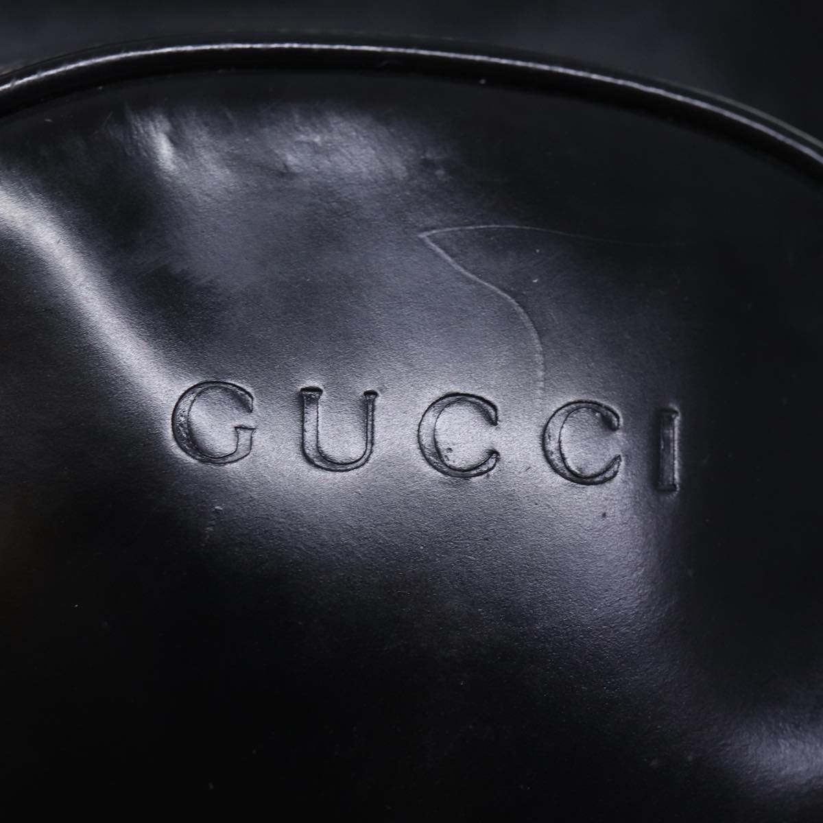 GUCCI Bamboo Body Bag Patent leather Black Auth 73357