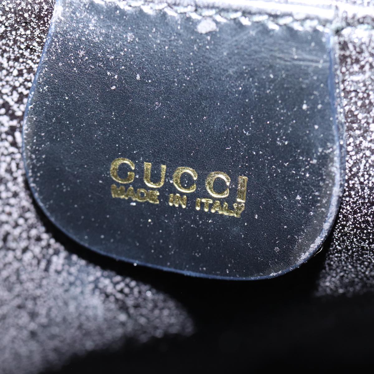 GUCCI Bamboo Body Bag Patent leather Black Auth 73357