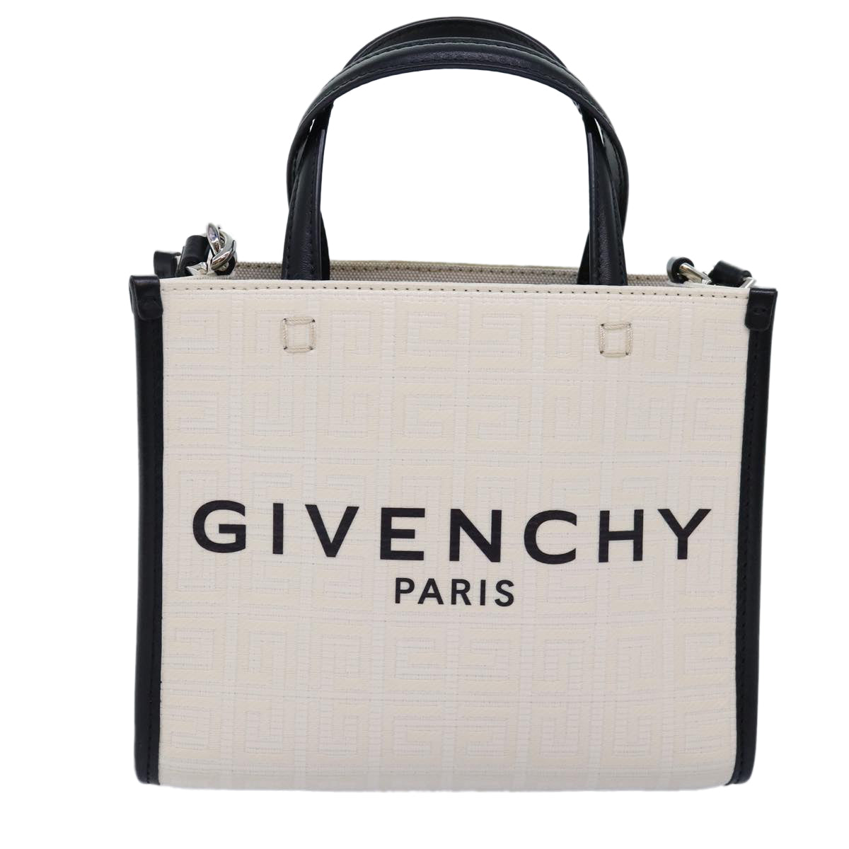 GIVENCHY Hand Bag Canvas 2way White Auth 73396V
