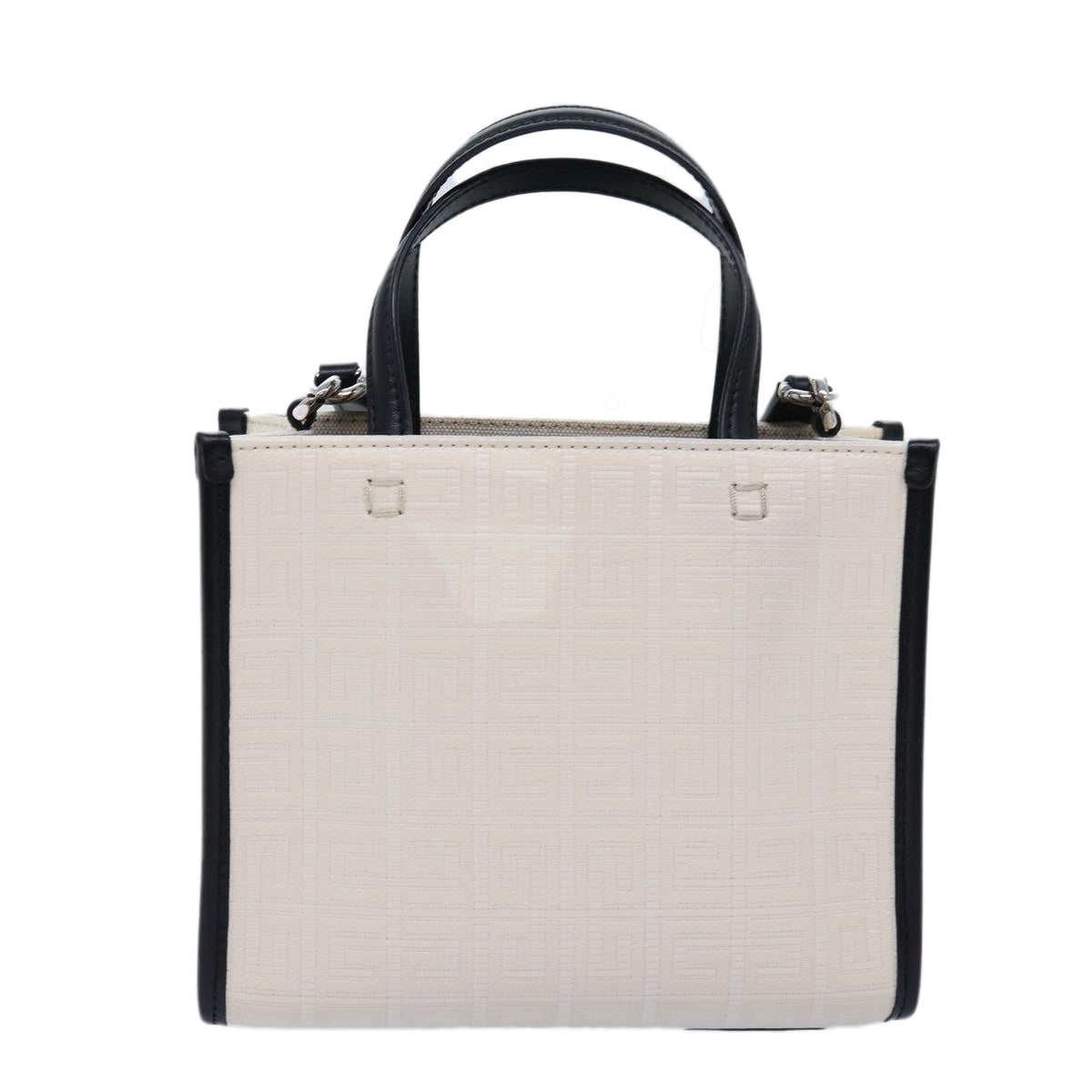 GIVENCHY Hand Bag Canvas 2way White Auth 73396A