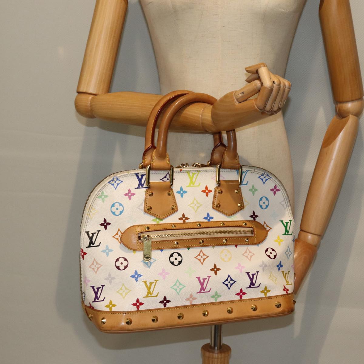 LOUIS VUITTON Monogram Multicolor Alma Hand Bag White M92647 LV Auth 73403