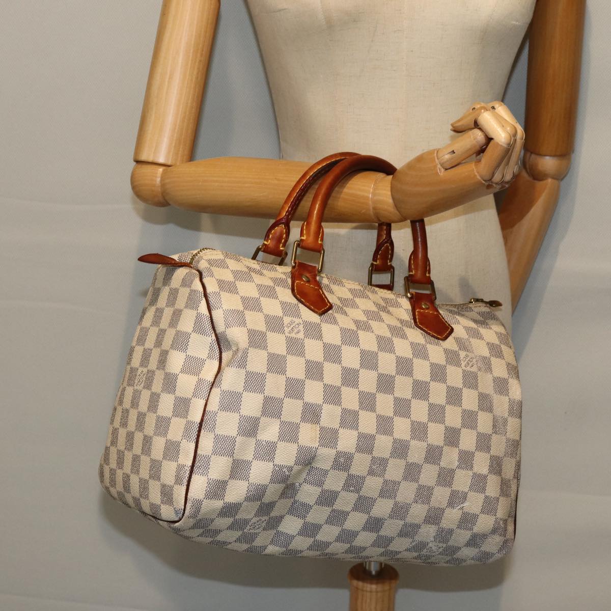 LOUIS VUITTON Damier Azur Speedy 30 Hand Bag N41533 LV Auth 73440