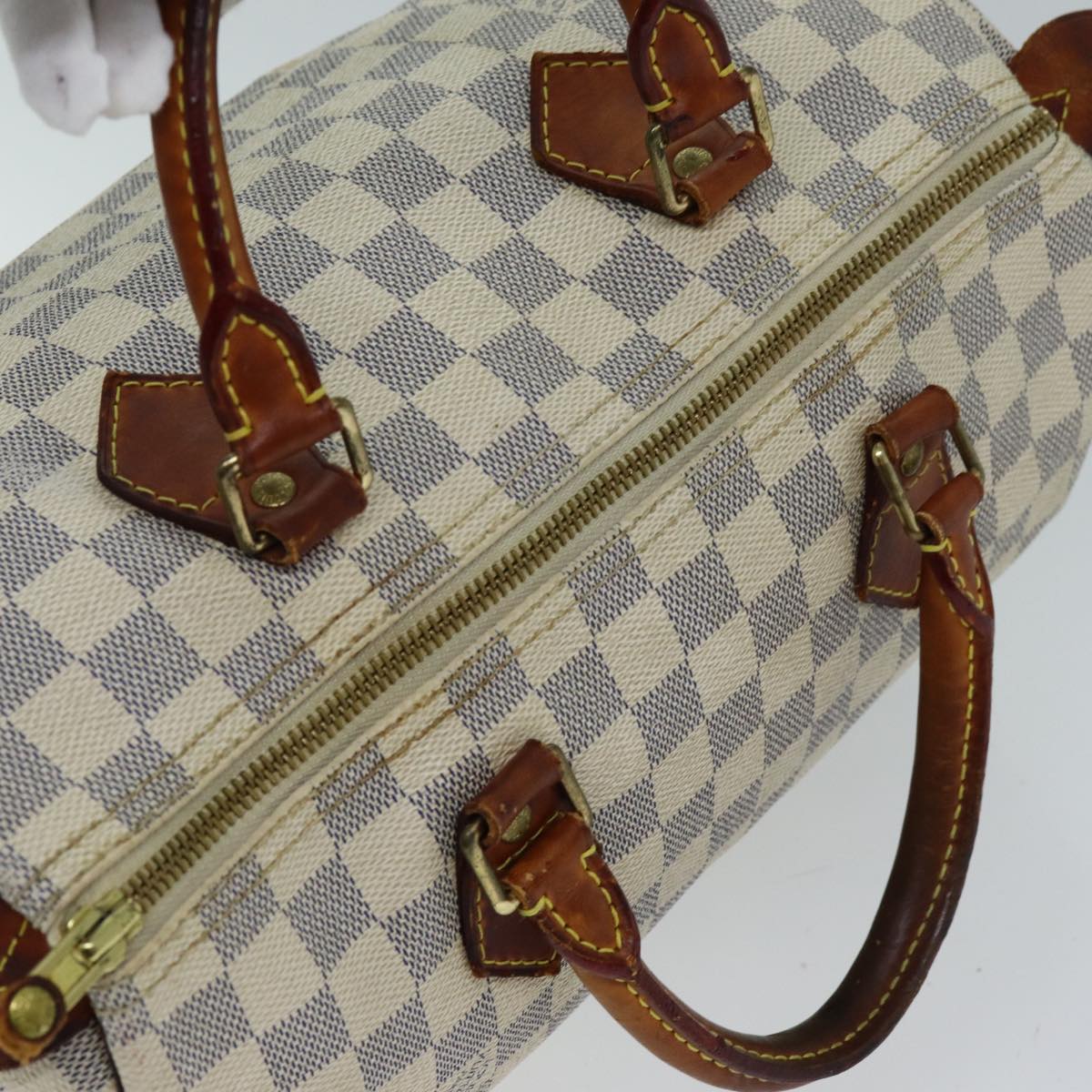 LOUIS VUITTON Damier Azur Speedy 30 Hand Bag N41533 LV Auth 73440