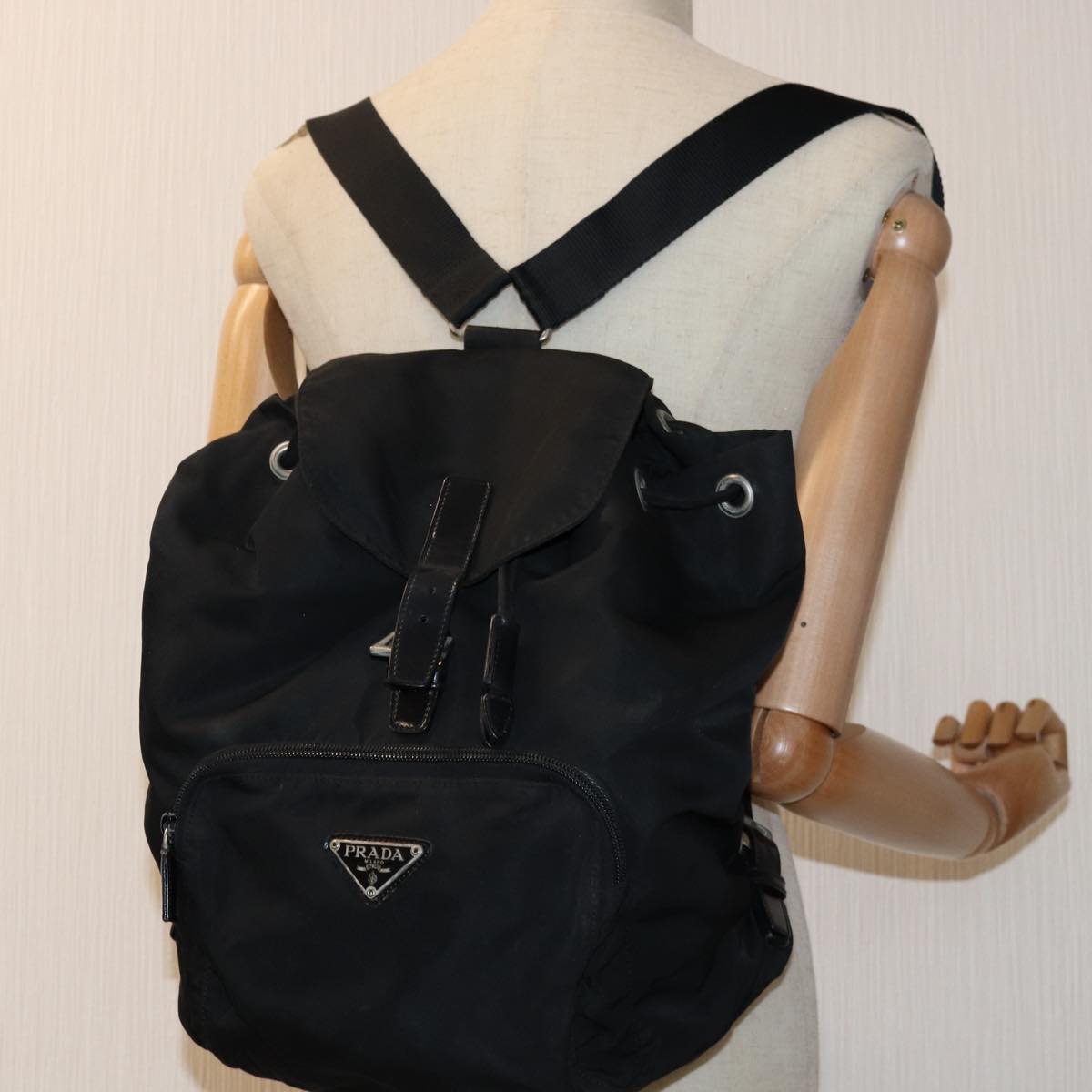 PRADA Backpack Nylon Black Auth 73456