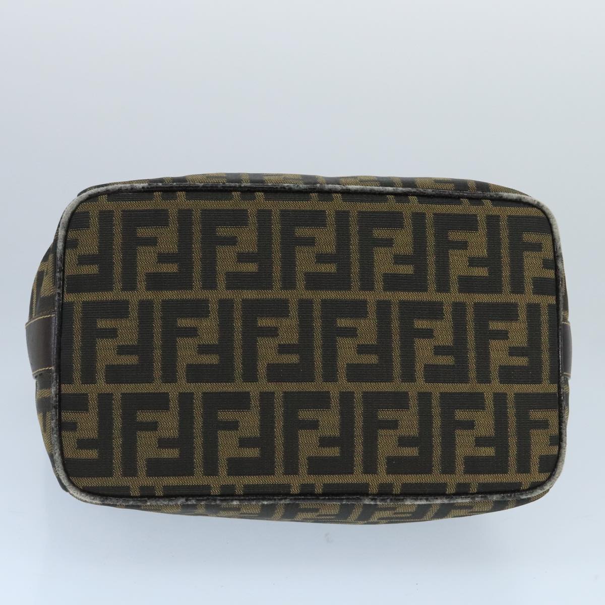 FENDI Zucca Canvas Hand Bag Brown Black Gold Auth 73582