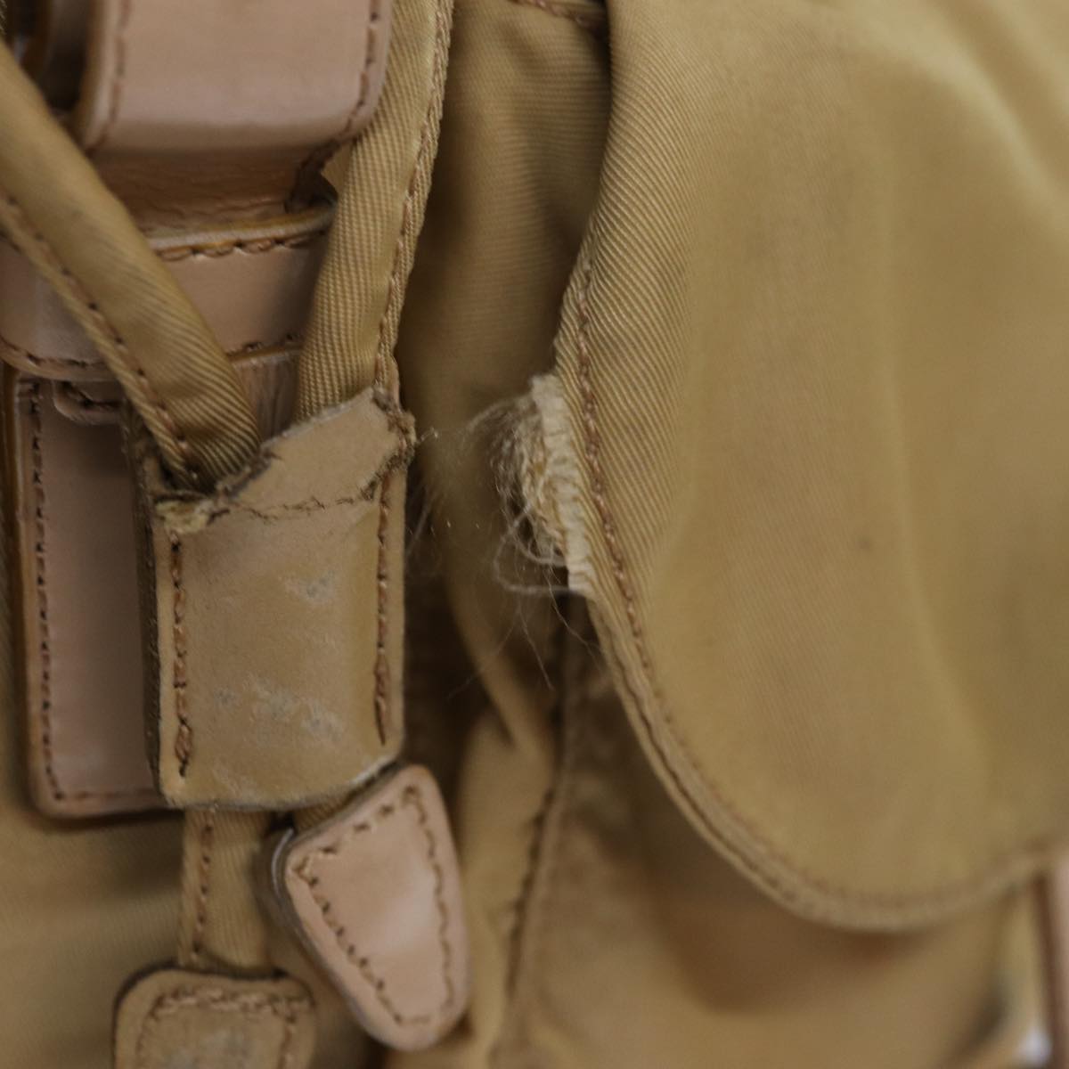PRADA Backpack Nylon Beige Auth 73873
