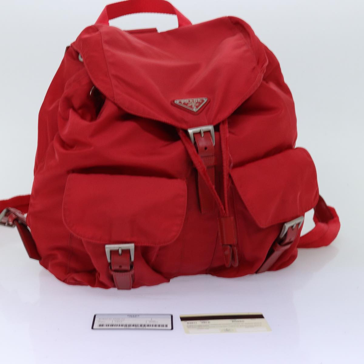 PRADA Backpack Nylon Red Auth 73874