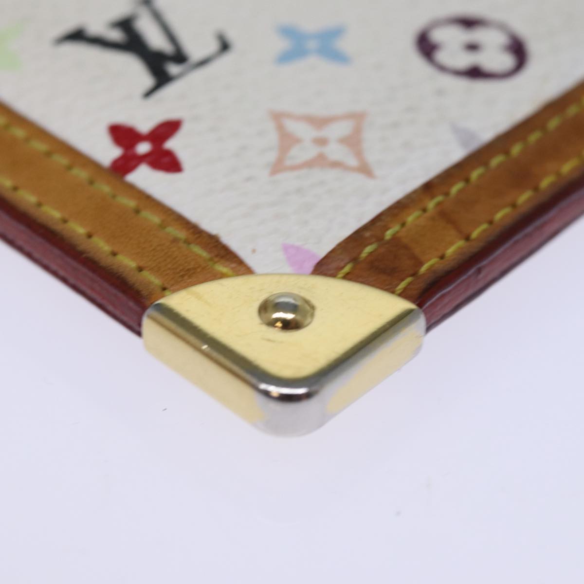 LOUIS VUITTON Monogram Multicolor Pochette Cles Purse White M92655 Auth 73948