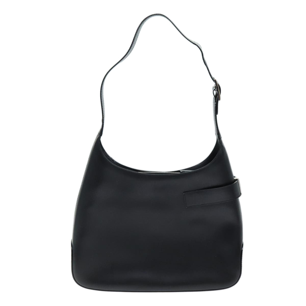 Salvatore Ferragamo Gancini Shoulder Bag patent Black Auth 73989