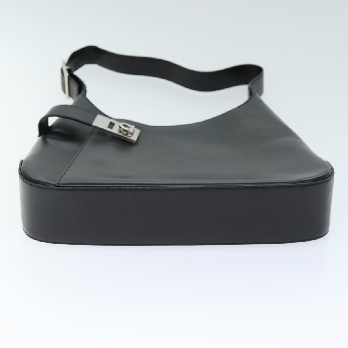 Salvatore Ferragamo Gancini Shoulder Bag patent Black Auth 73989