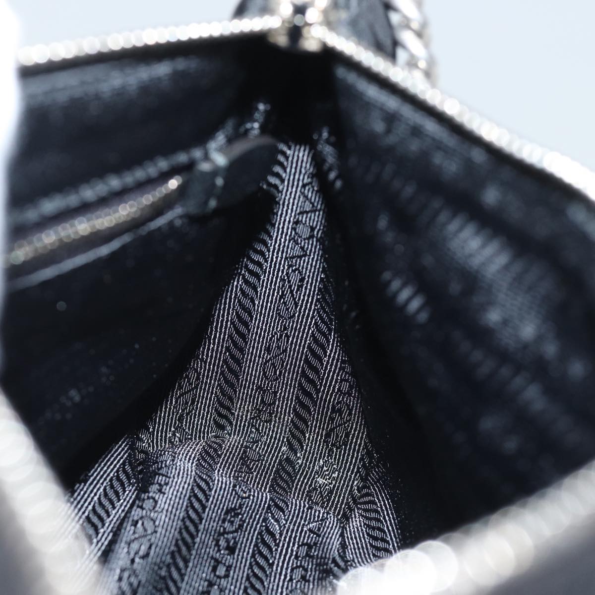 PRADA Chain Shoulder Bag Nylon 2way Black Auth 73993SAM