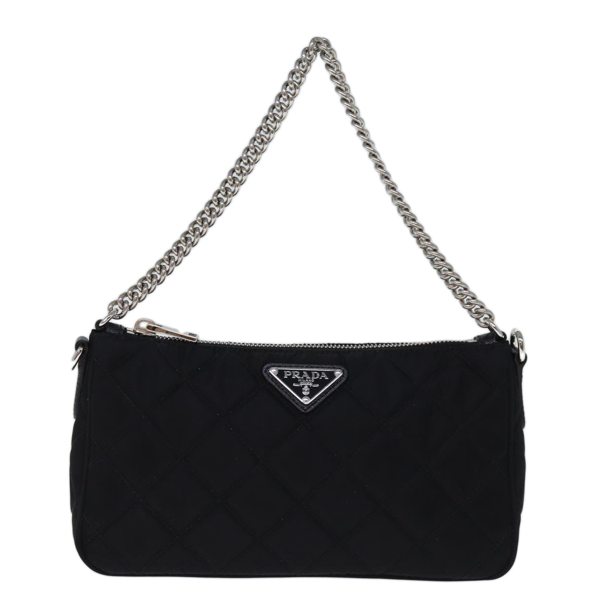 PRADA Chain Shoulder Bag Nylon 2way Black Auth 73993SAM