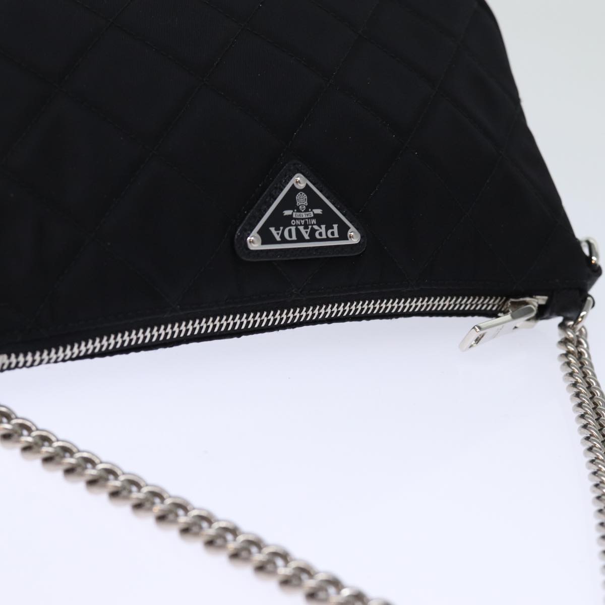 PRADA Chain Shoulder Bag Nylon 2way Black Auth 73993AM