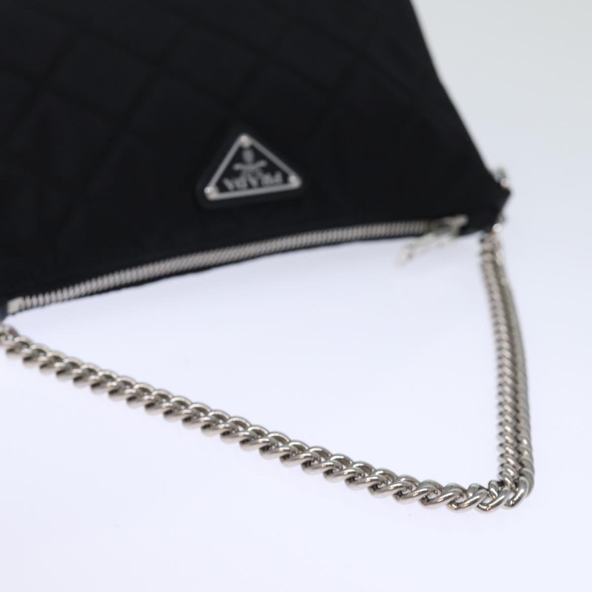 PRADA Chain Shoulder Bag Nylon 2way Black Auth 73993SAM