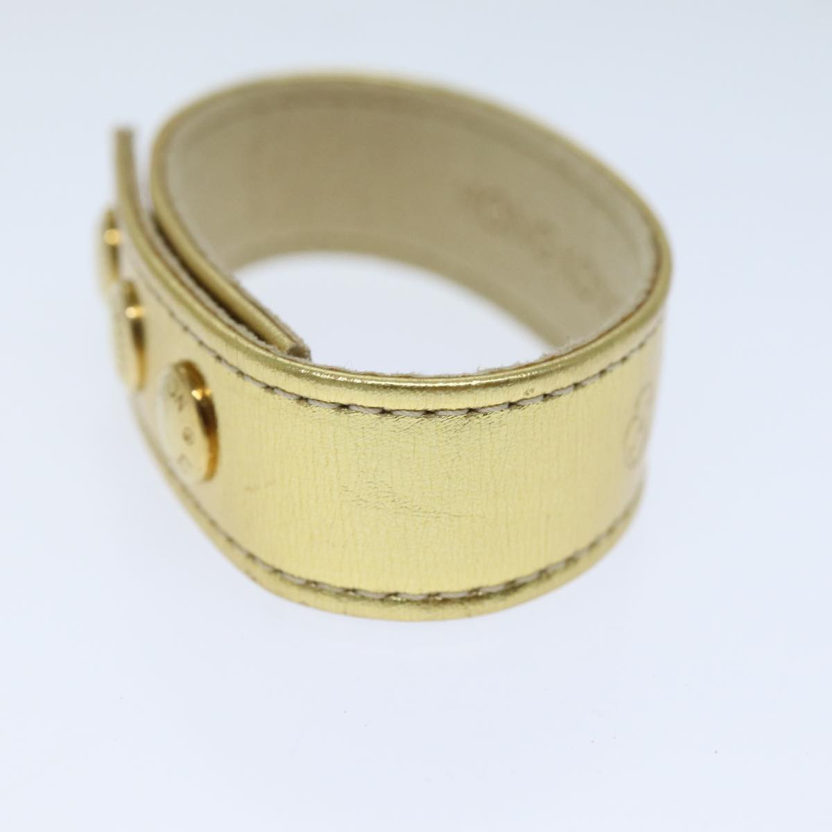 LOUIS VUITTON Suhari Bracelet Leather 2008 Hong Kong Only Gold All LV Auth 74006