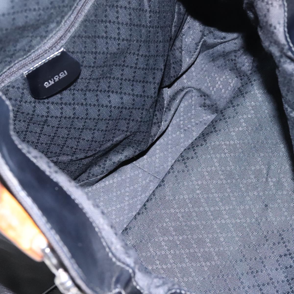 GUCCI Bamboo Hand Bag Nylon 2way Black 001 2058 1577 5 Auth 74234