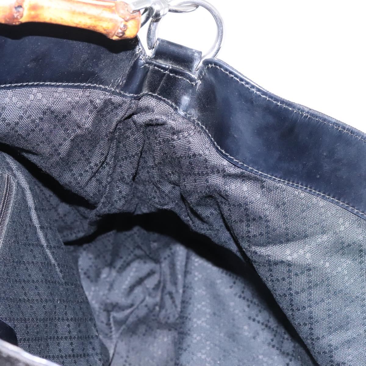 GUCCI Bamboo Hand Bag Nylon 2way Black 001 2058 1577 5 Auth 74234