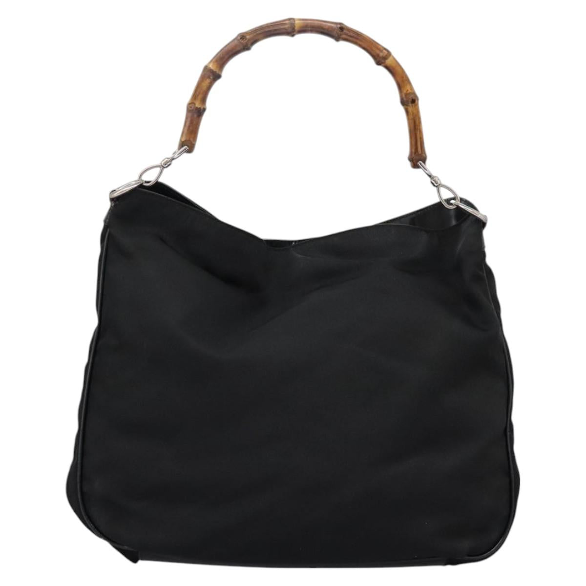 GUCCI Bamboo Hand Bag Nylon 2way Black 001 2058 1577 5 Auth 74234