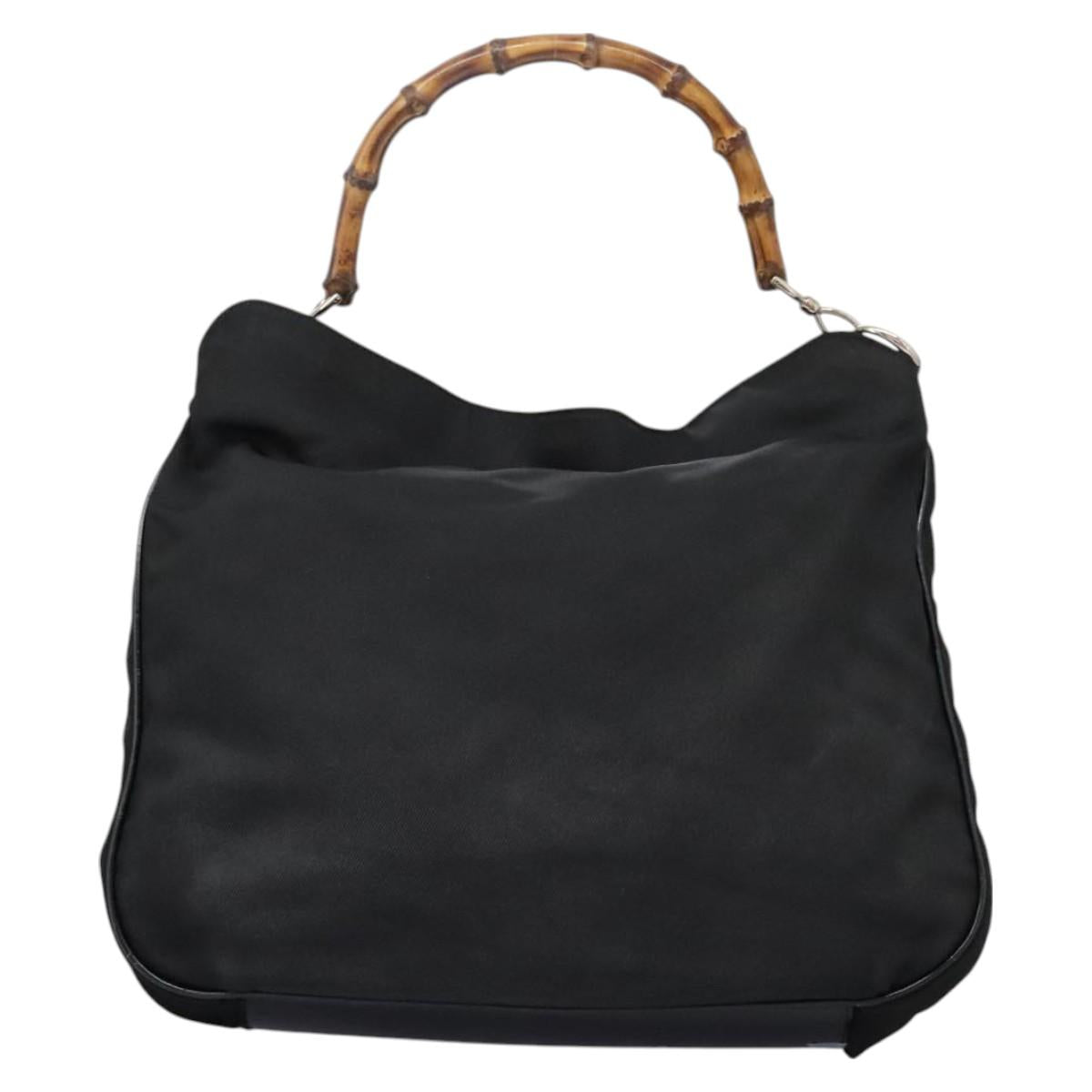 GUCCI Bamboo Hand Bag Nylon 2way Black 001 2058 1577 5 Auth 74234