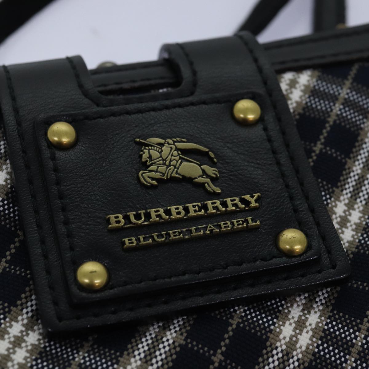 BURBERRY Nova Check Blue Label Shoulder Wallet Canvas Navy Auth 74253