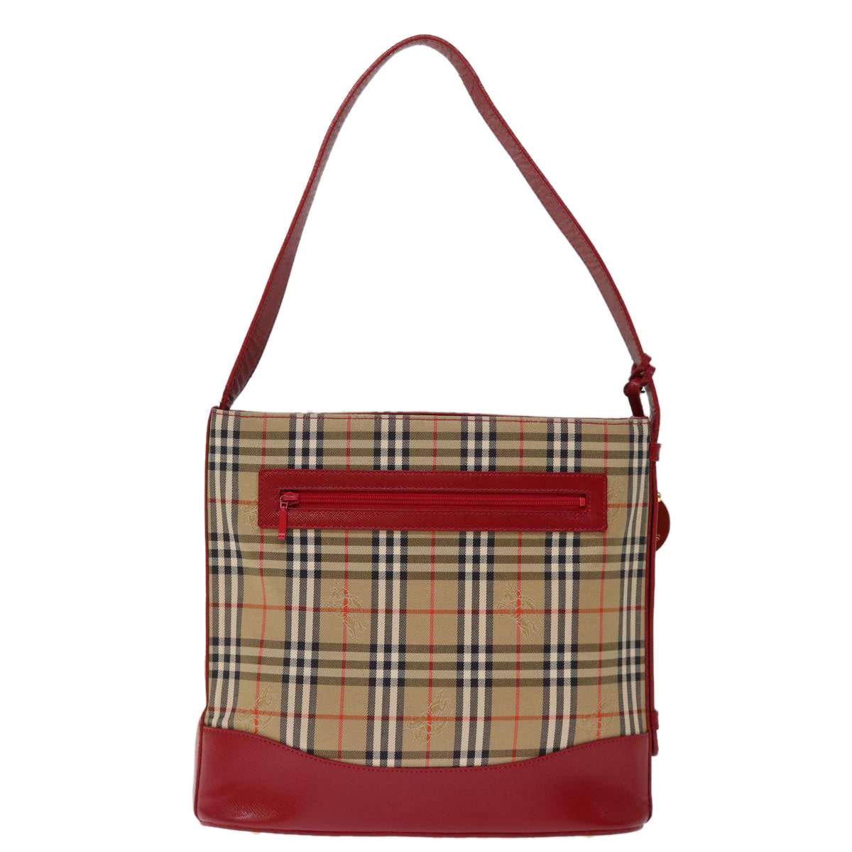 Burberrys Nova Check Shoulder Bag Canvas Beige Red Auth 74385