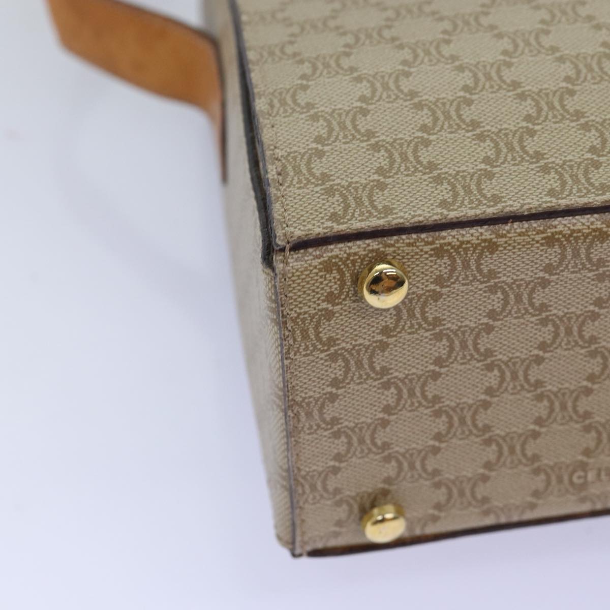 CELINE Macadam Canvas Shoulder Bag Beige Auth 74388