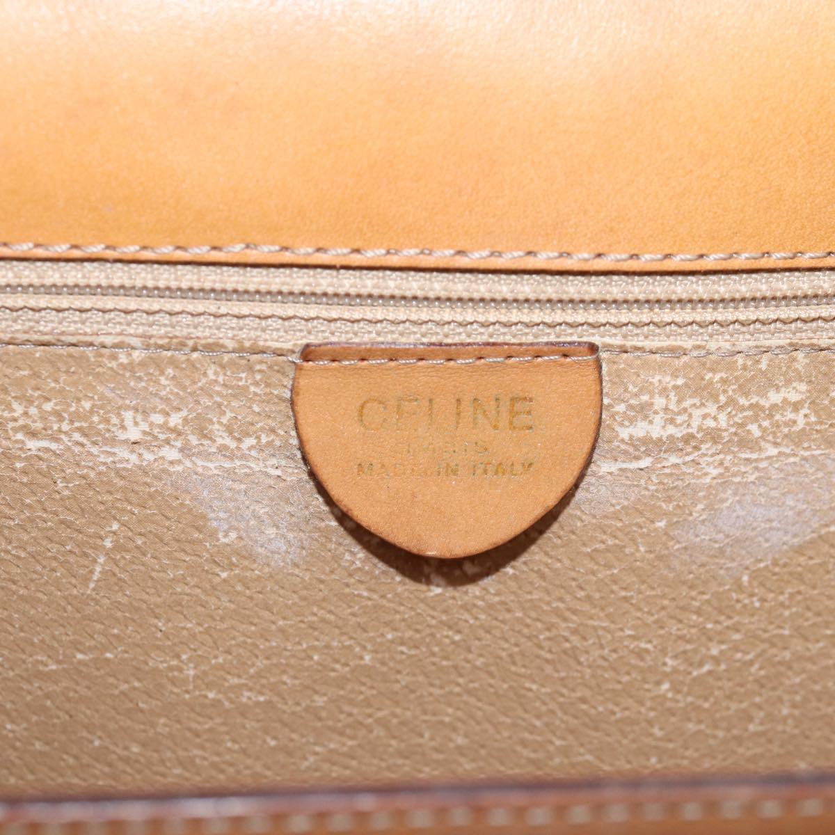 CELINE Macadam Canvas Shoulder Bag Beige Auth 74388