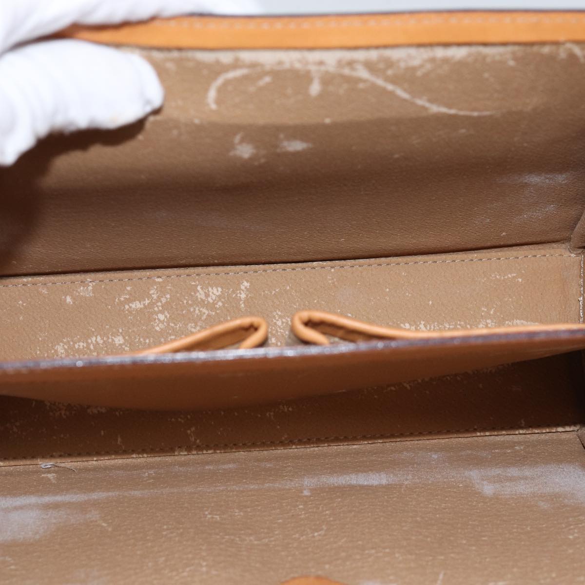 CELINE Macadam Canvas Shoulder Bag Beige Auth 74388