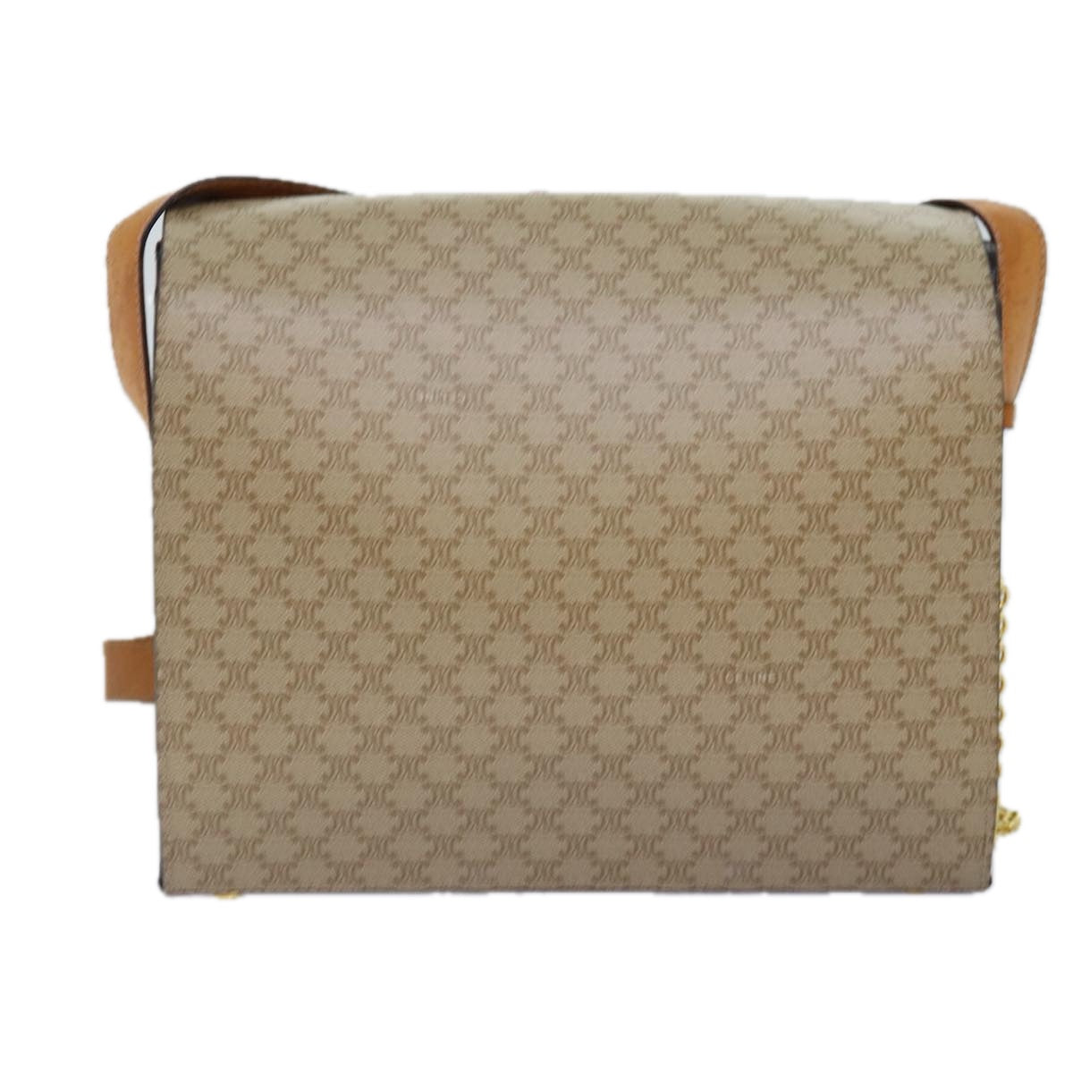 CELINE Macadam Canvas Shoulder Bag Beige Auth 74388