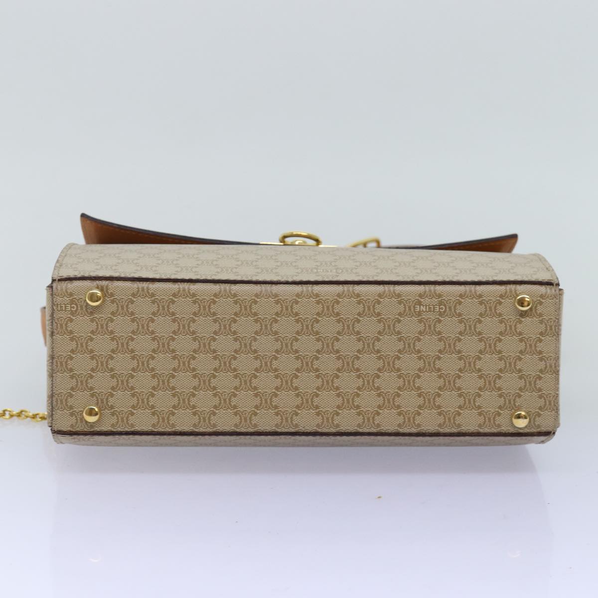 CELINE Macadam Canvas Shoulder Bag Beige Auth 74388