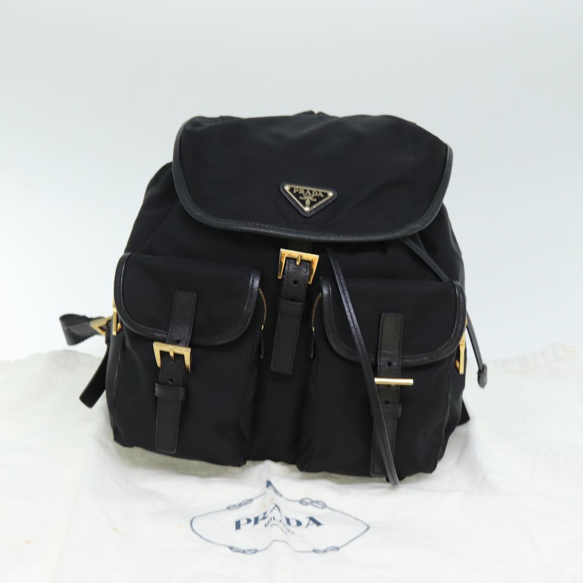 PRADA Backpack Nylon Black Auth 74402A