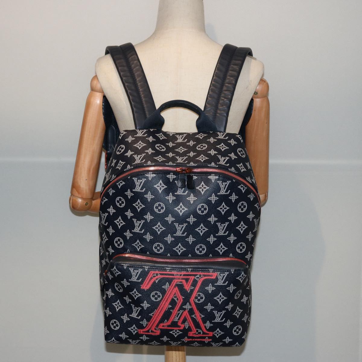 LOUIS VUITTON Monogram Ink Apollo Backpack Navy Red White M43676 LV Auth 74436SA