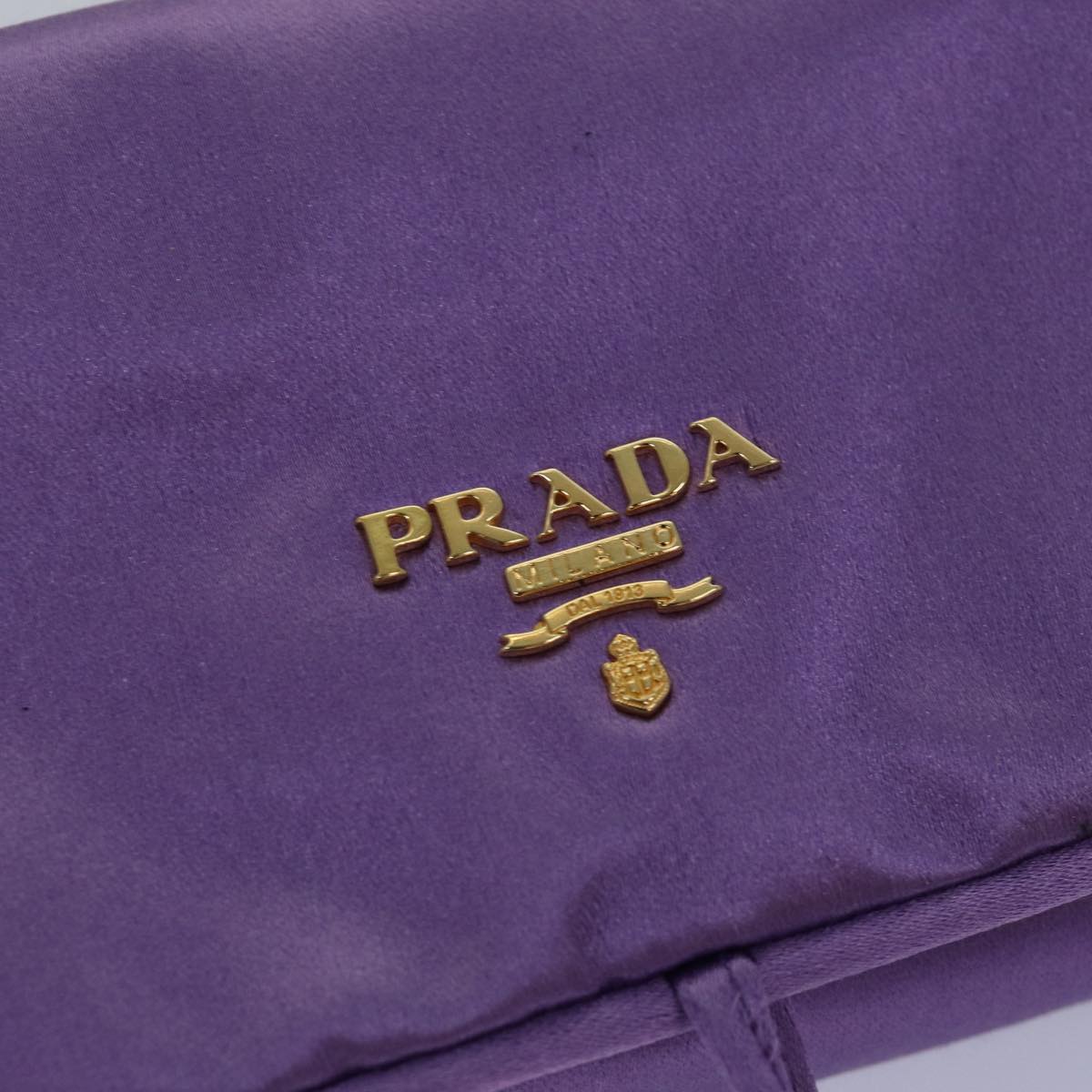 PRADA Jewelry Case Cosmetic Pouch Satin Purple Auth 74450