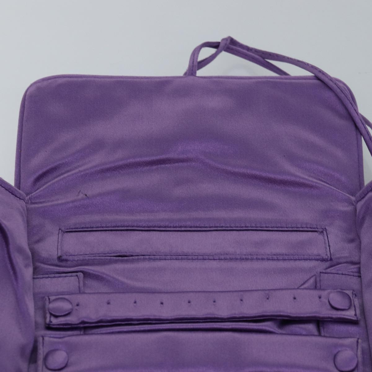 PRADA Jewelry Case Cosmetic Pouch Satin Purple Auth 74450