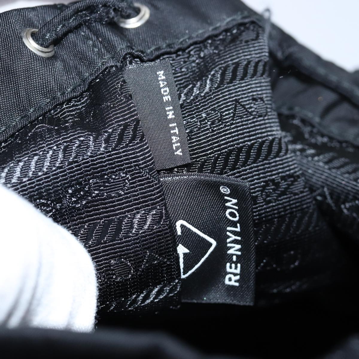 PRADA Chain Shoulder Bag Nylon Black Auth 74455AM