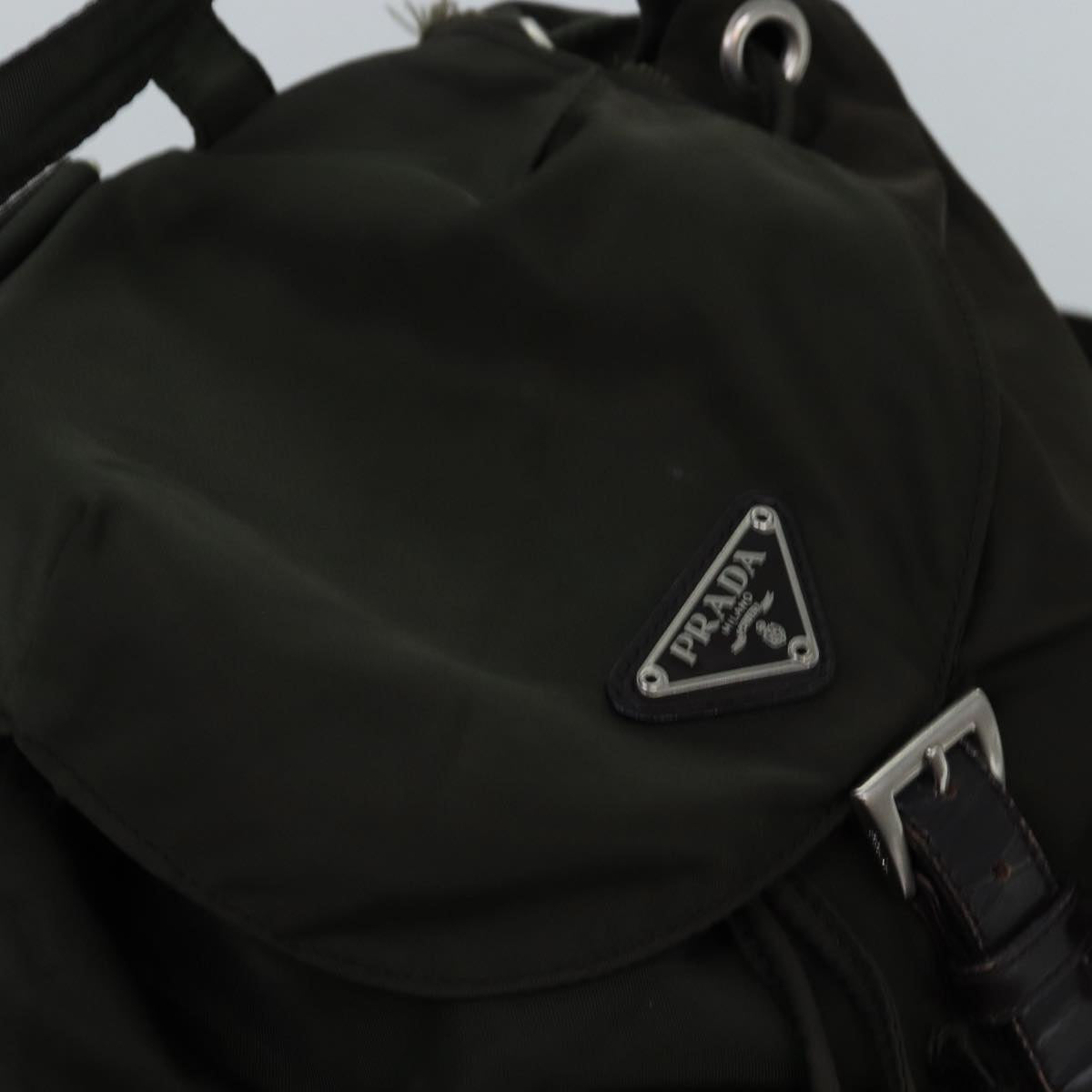 PRADA Backpack Nylon Khaki Auth 74467