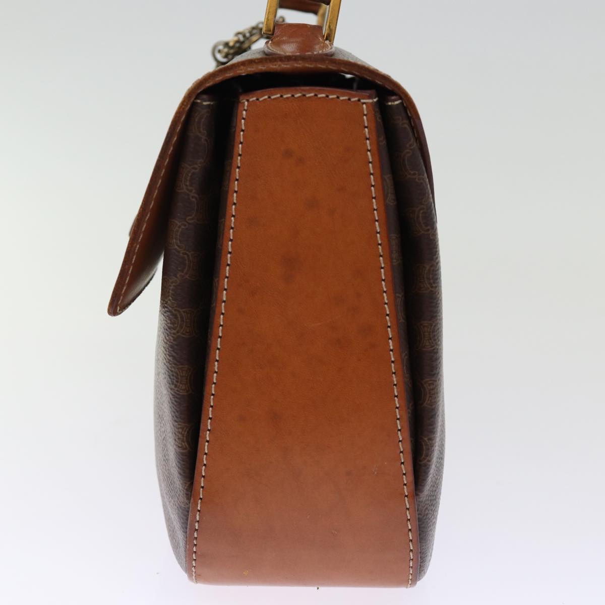 CELINE Macadam Canvas Hand Bag PVC 2way Brown Auth 74543