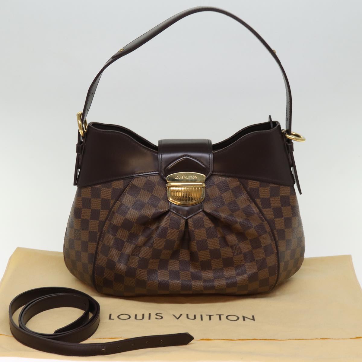 LOUIS VUITTON Damier Ebene Sistina MM Shoulder Bag N41541 LV Auth 74568A