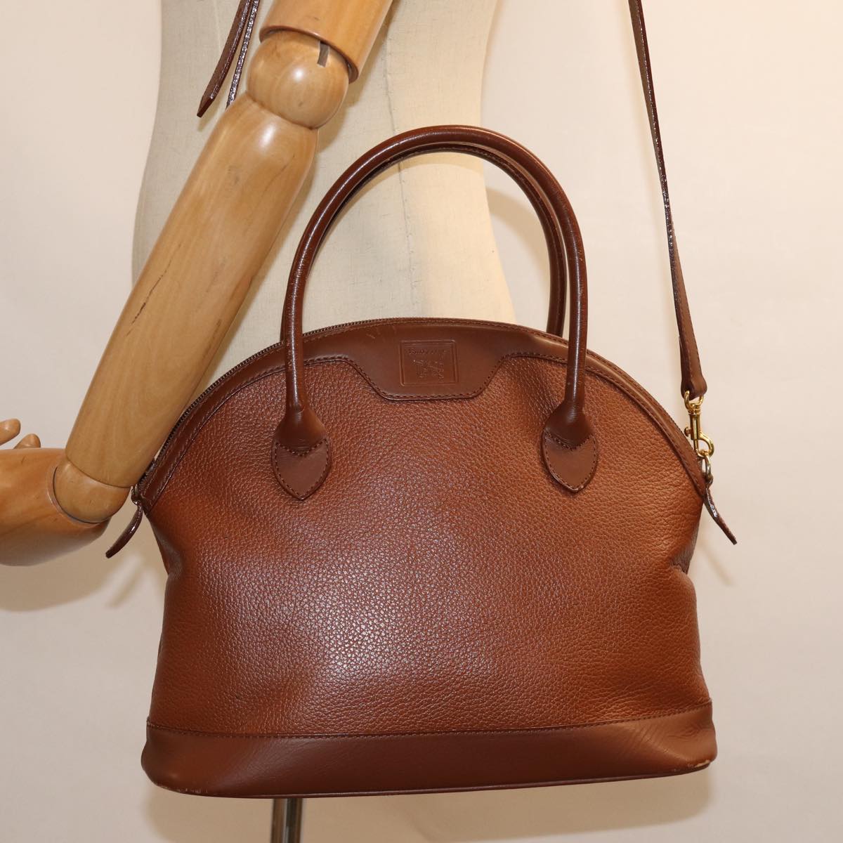 Burberrys Hand Bag Leather 2way Brown Auth 74572