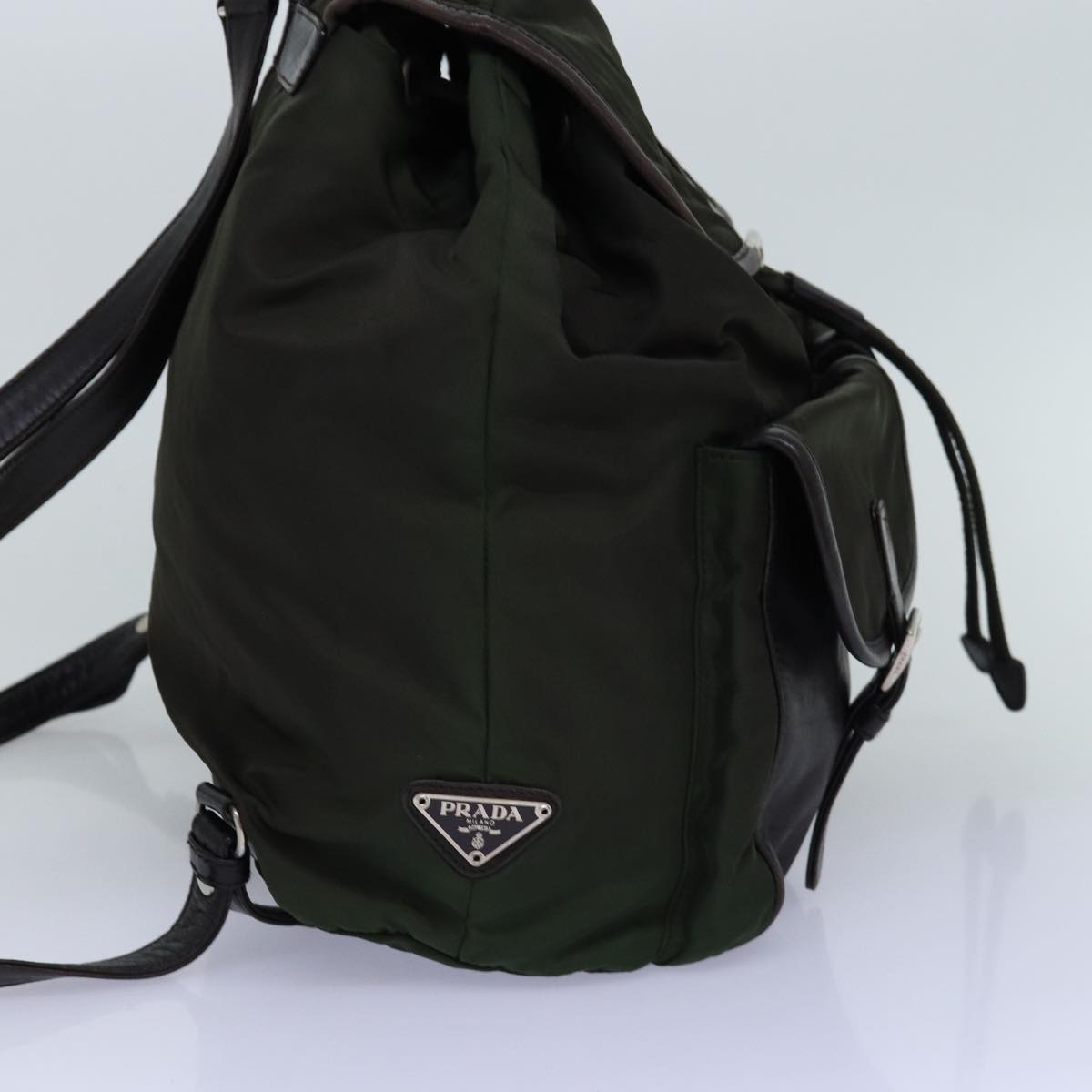 PRADA Backpack Nylon Khaki Auth 74576