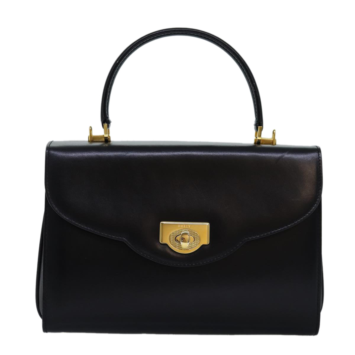 BALLY Hand Bag Leather 2way Black Auth 74606