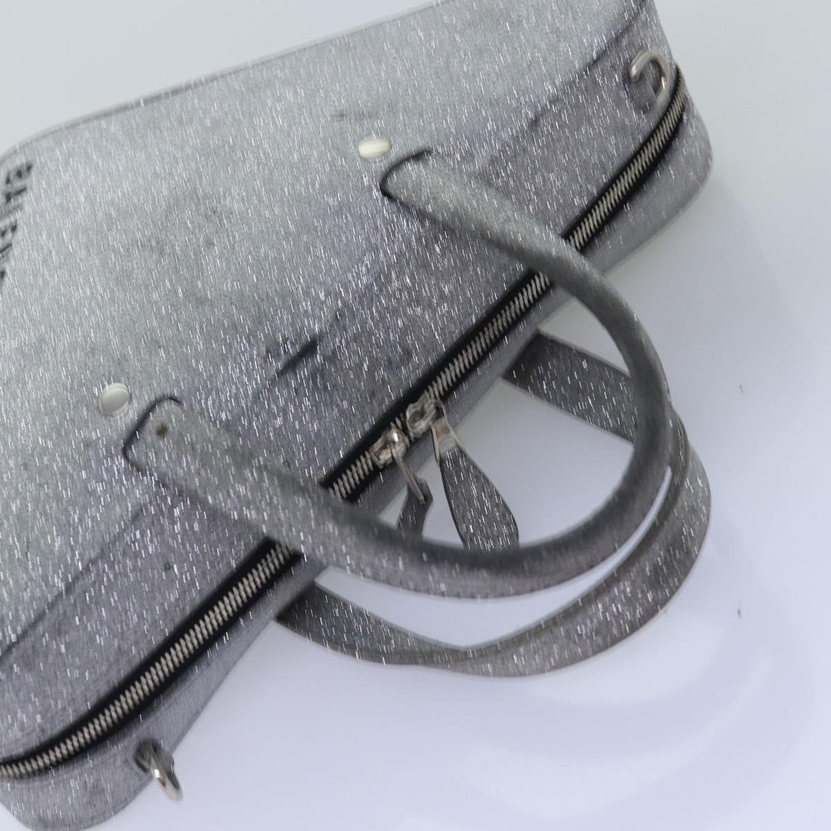 BALENCIAGA Triangle Duffle XS Hand Bag Leather 2way Silver 531048 Auth 74610