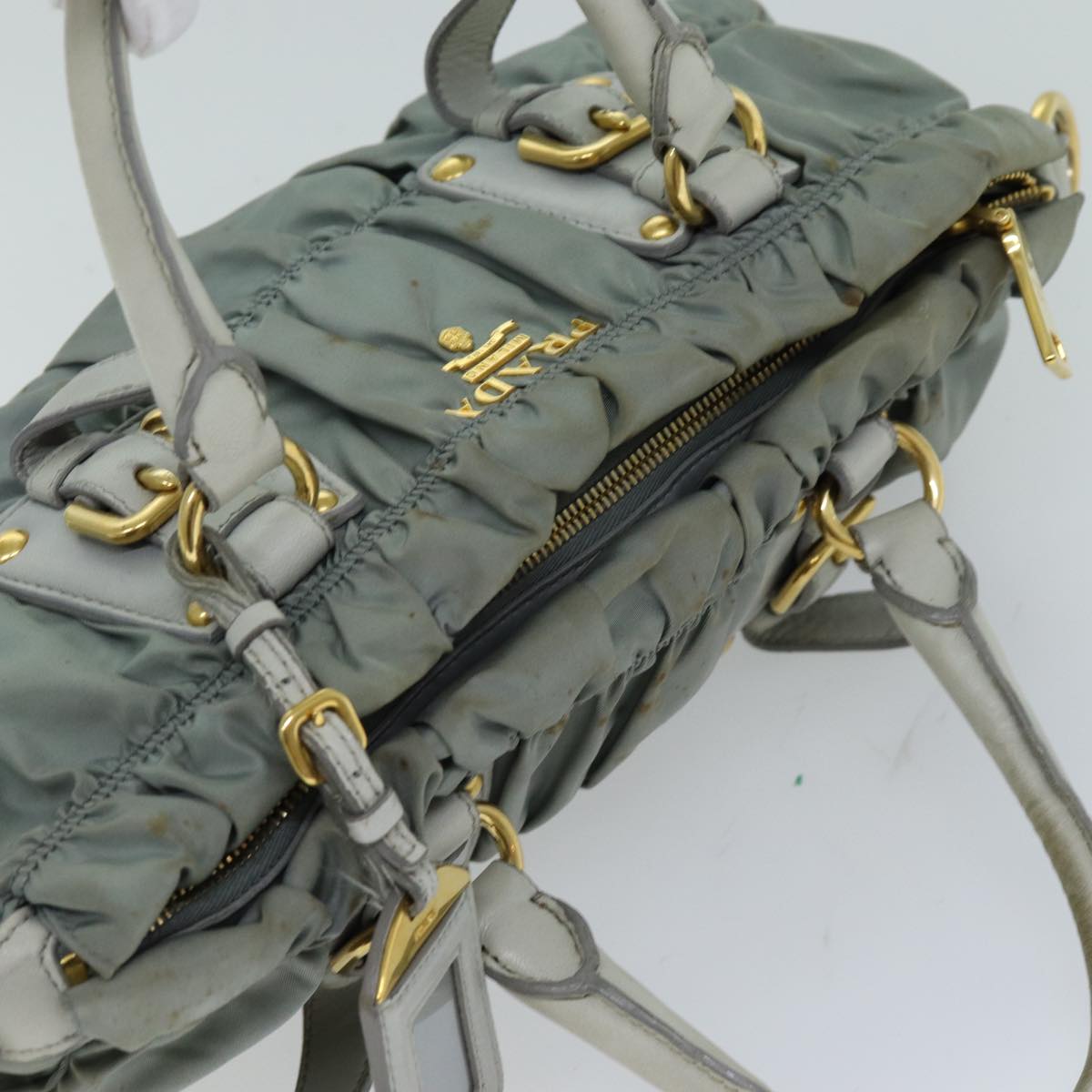 PRADA Hand Bag Nylon 2way Green Auth 74635