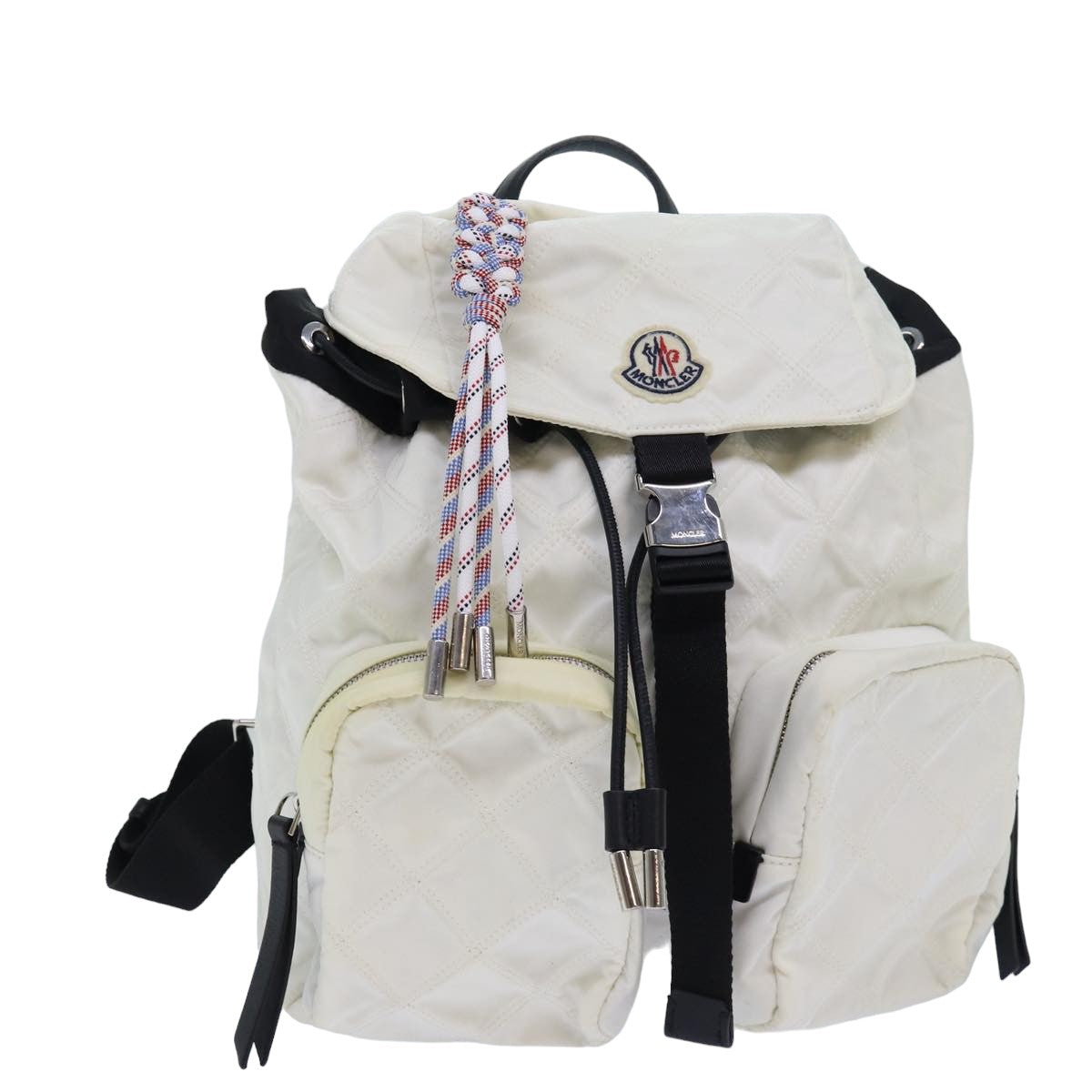 Moncler Backpack Nylon White Auth 74678