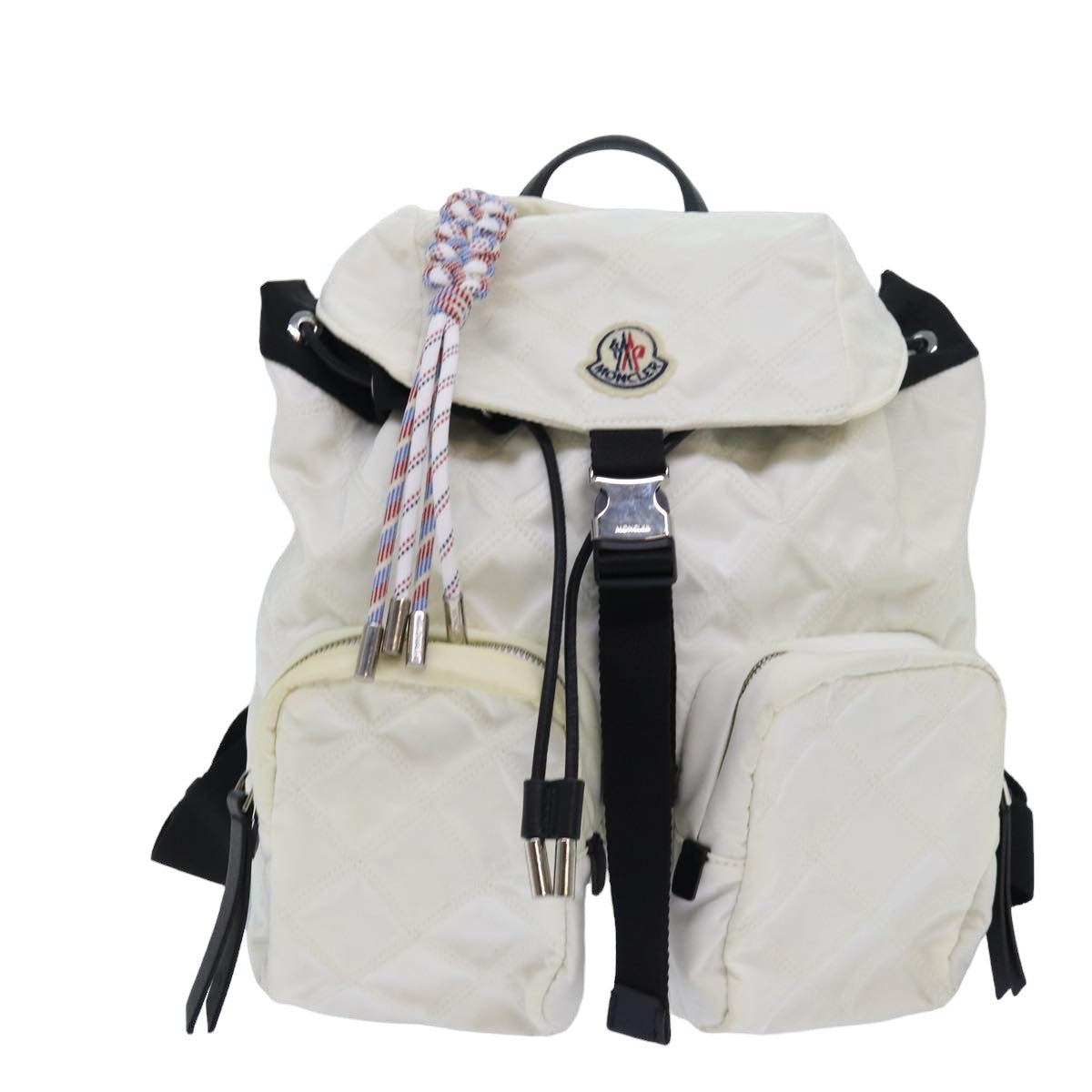 Moncler Backpack Nylon White Auth 74678