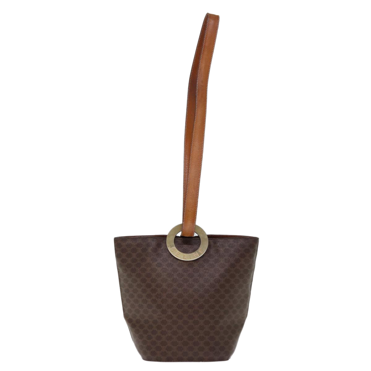 CELINE Macadam Canvas Shoulder Bag PVC Brown Auth 74685