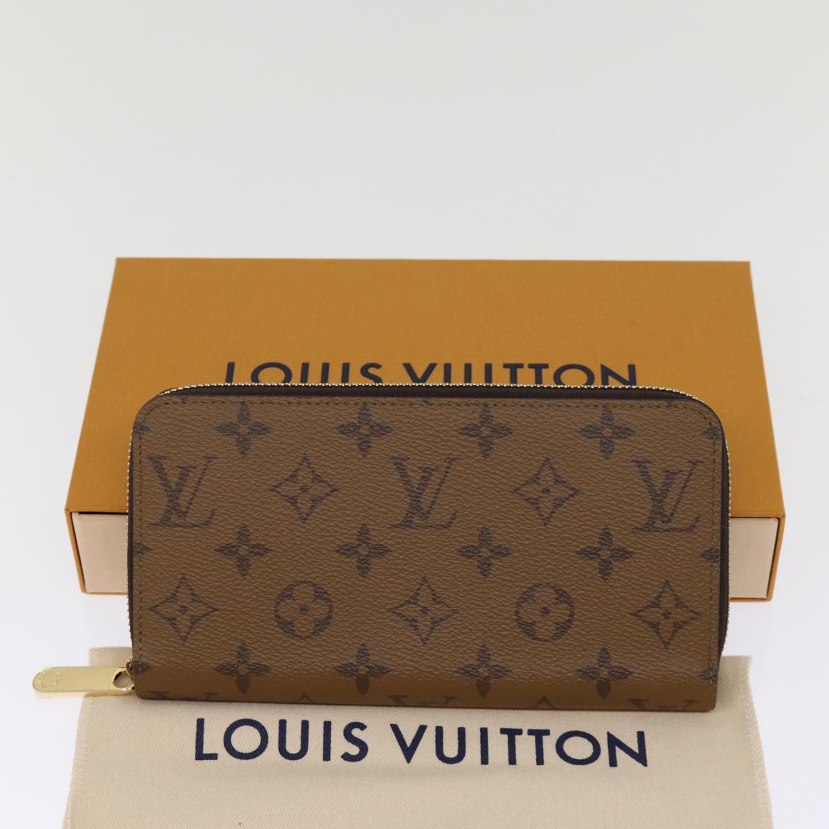 LOUIS VUITTON Monogram Reverse Zippy Wallet Long Wallet M82444 LV Auth 74756S