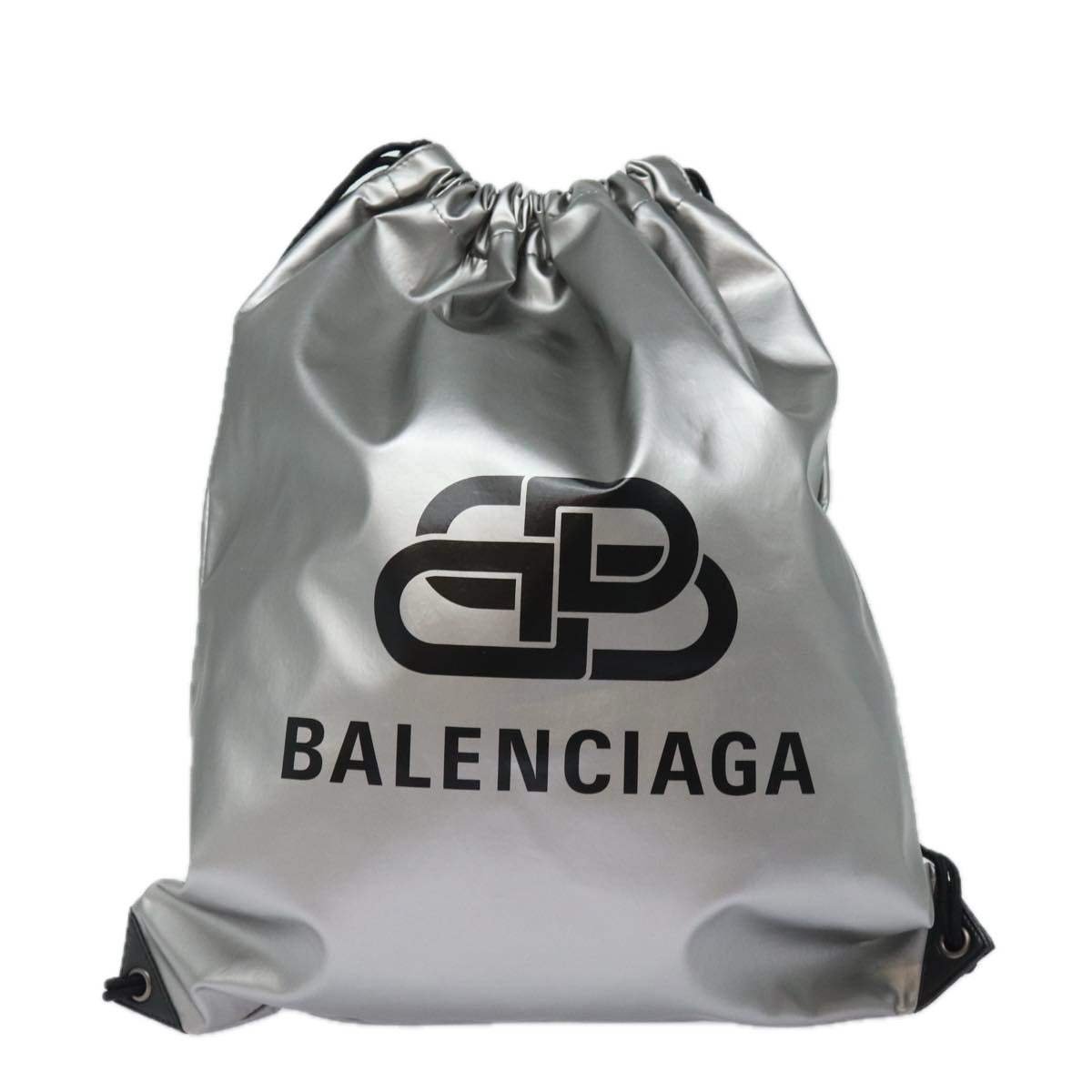 BALENCIAGA BB Explorer Backpack Nylon Silver 593648 Auth 74772