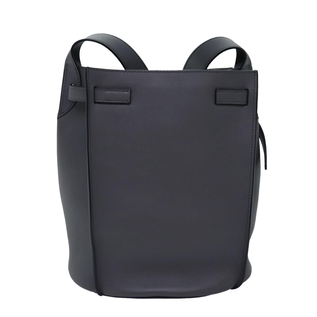 CELINE Big bag Shoulder Bag Leather Gray Auth 74791SAM