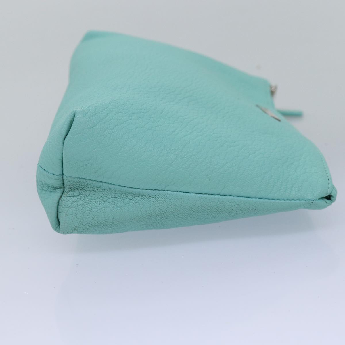 TIFFANY&Co. Pouch Leather Turquoise Blue Auth 74823